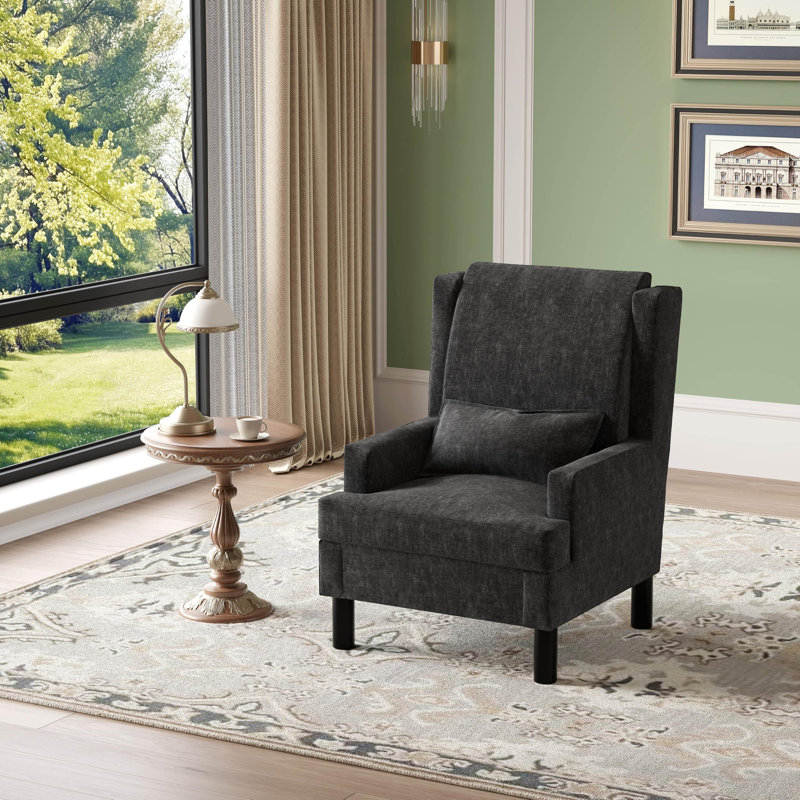 Fauteuil d'appoint à oreilles MidCentury, Black
