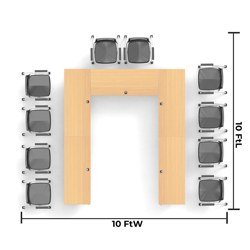 10 Person Training Meeting Seminar Tables with Modesty Panels and 10 Chairs Complete Set