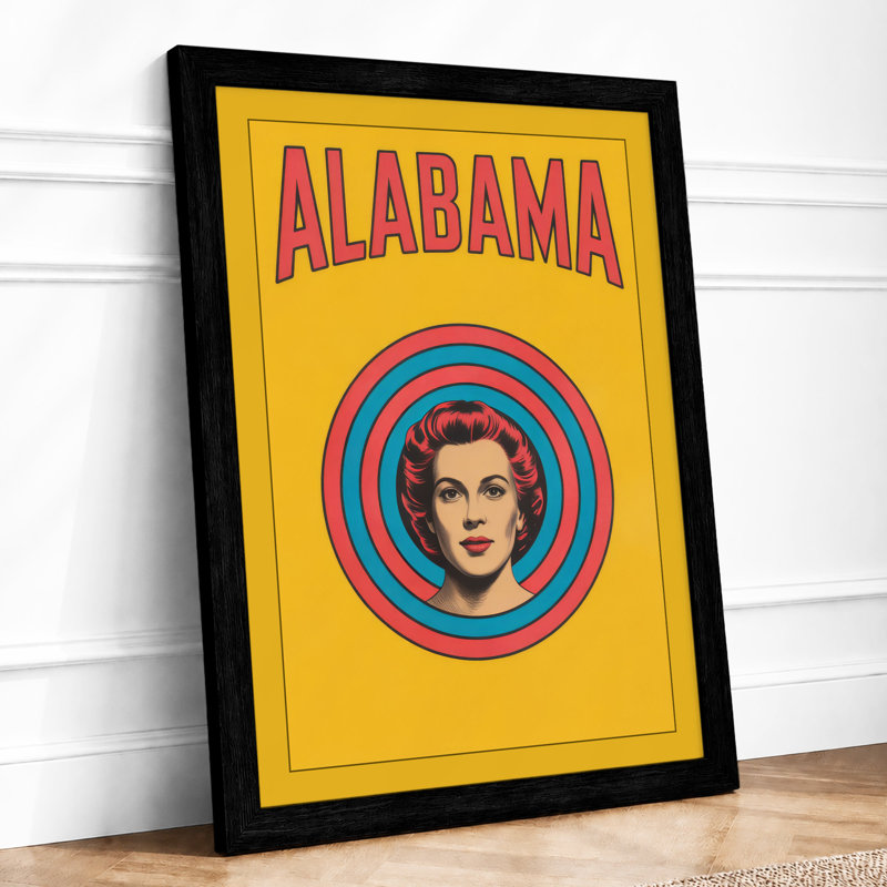 Alabama Portrait Retro - Framed Print, A4 - 29.7 x 21.0 cm, Black