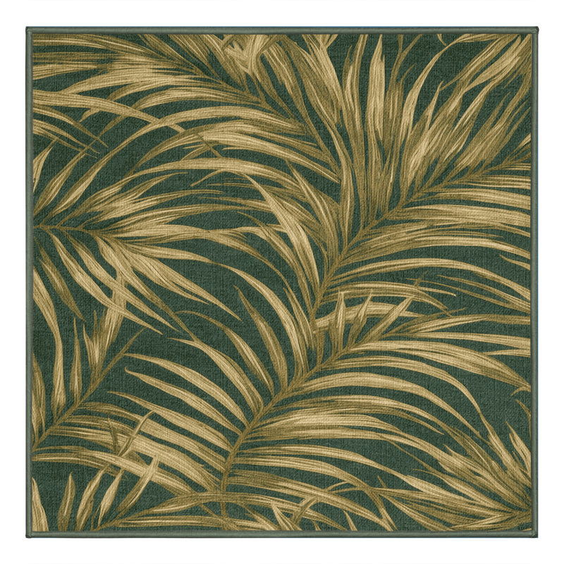  Tapis hawaïen lavable Palm Frond Edges, Carré 7 pi