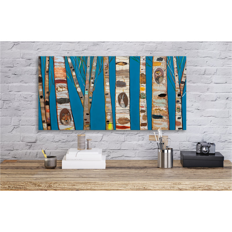 «Blue Birch Trees» - Impression sur toile tendue, H 24 po x l 48 po