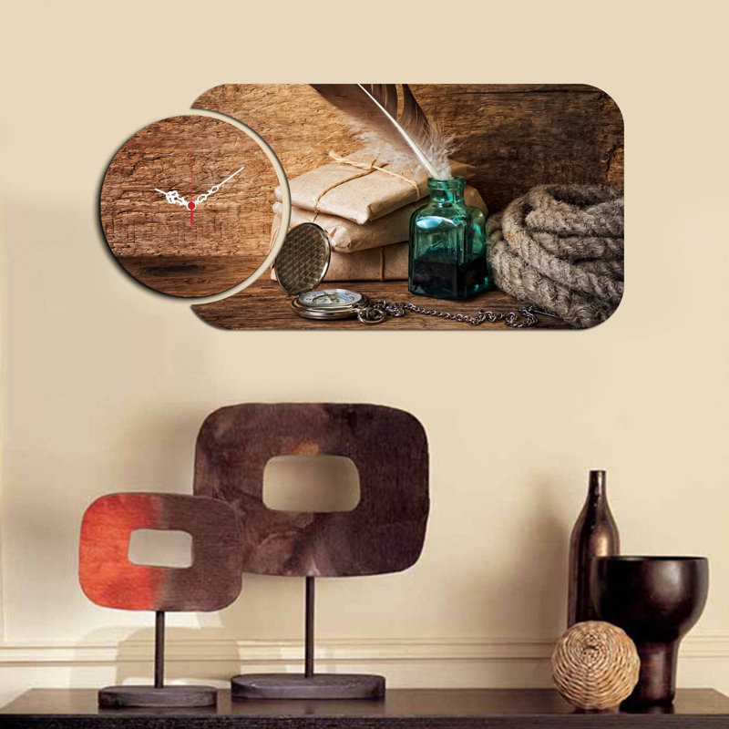 Ensemble de 2 horloges murales décoratives Chic, design moderne, 26,8 x 12,6 pouces | Fabrication 100% bois aggloméré, épaisseur: 0,1 pouce | Parfait pour le salon, le bureau ou la chambre à coucher, les garde-temps élégants et fonctionnels