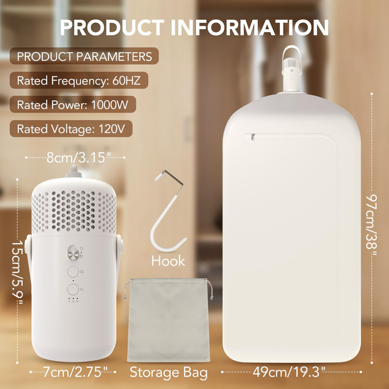 Portable Clothes Dryer with Drying Bag and Hook for Apartments, Travel, and RVs