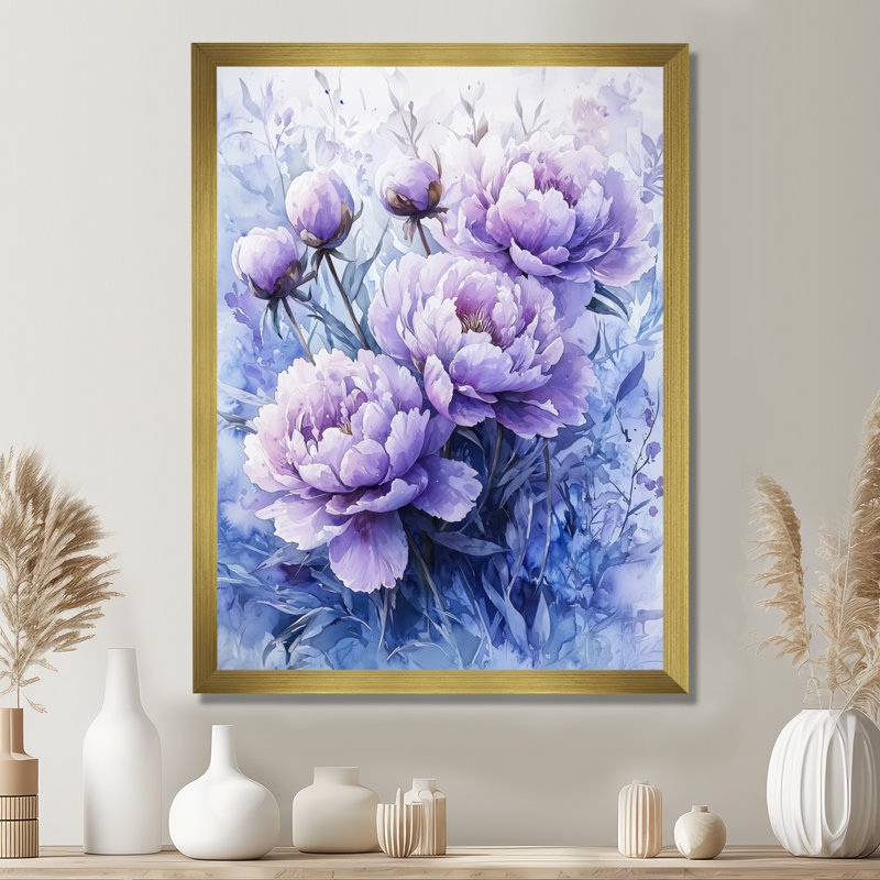 Irène - impressions sur toile florales, H 32 po x l 16 po, Reproduction encadrée d'une seule photo, Doré