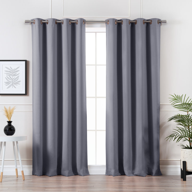 Gray Polyester Blackout Grommet Window Panels, 52" x 72"