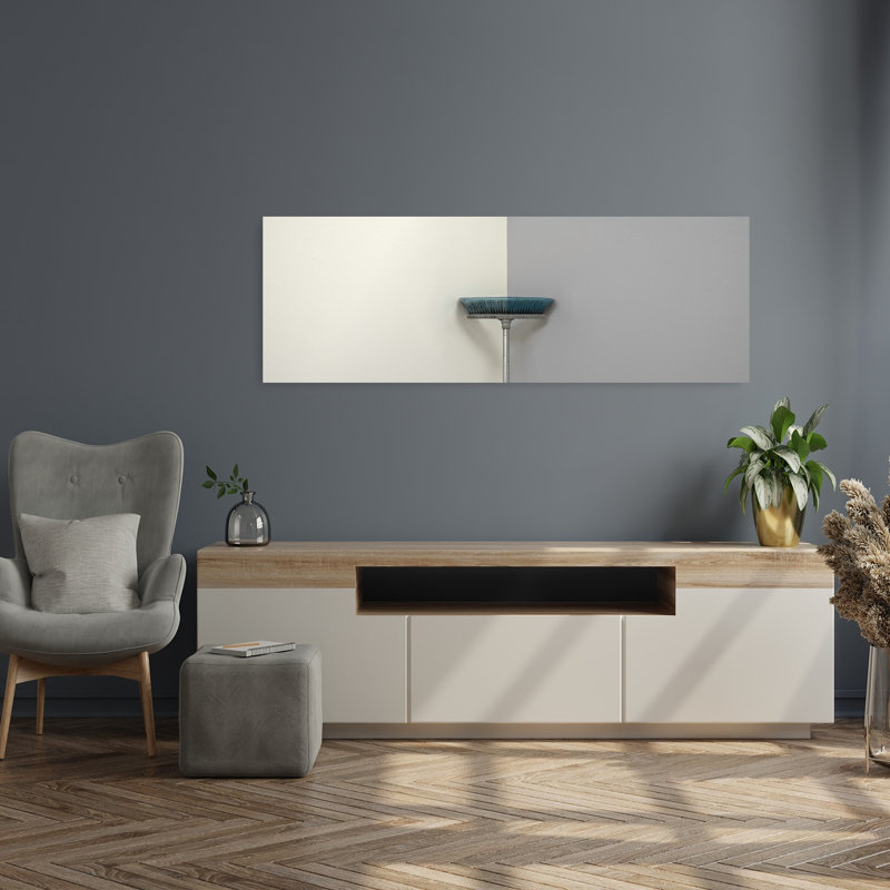 Deux tons de balai de coin minimaliste moderne, architecture abstraite, art mural, H 16 po x l 48 po