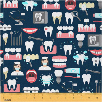 ToothTastic Dental Care Theme Fabric 1 Yard