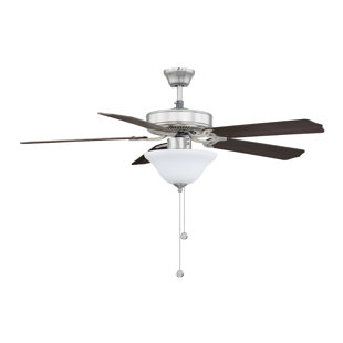 52" Garrett 5 - Blade Standard Ceiling Fan with Pull Chain and Light Kit Included