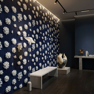 Décoration murale amovible à pois blanc marine