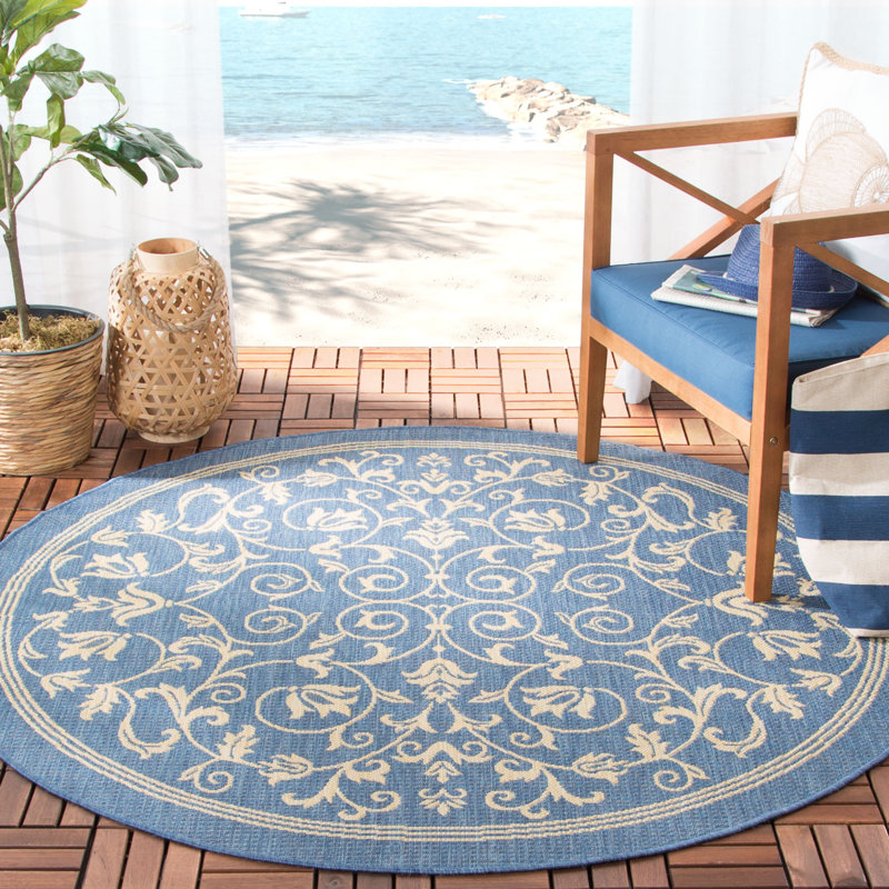Cokley Performance Floral Indoor/Outdoor Area Rug, Round 6'7"