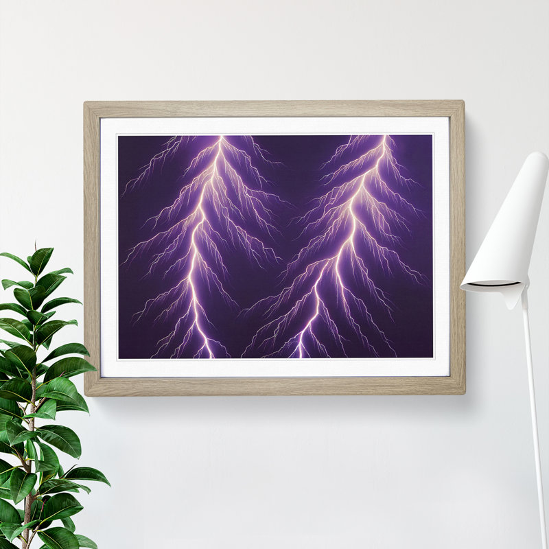 Enticing Lightning Bolts Vol.2 - Single Picture Frame Print, Oak , 46cm H x 64cm W x 2cm D