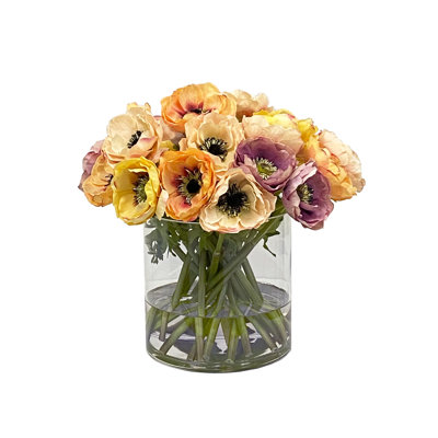 Artificial Flowers And Plants Anemone Arrangement in Vase