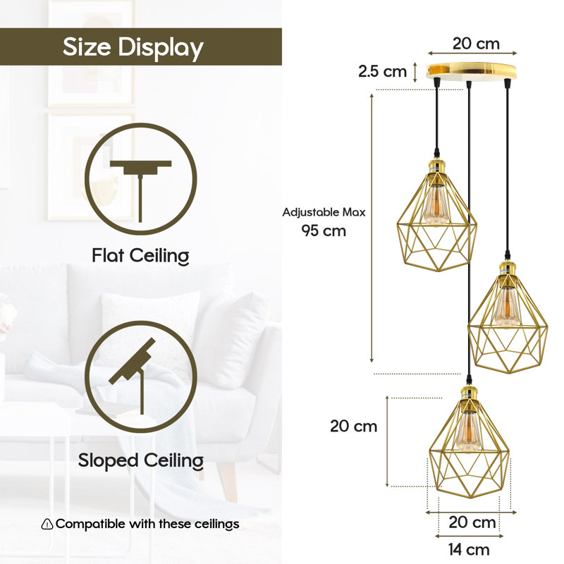 Brasstown 3 - Light Gold Cluster Pendant