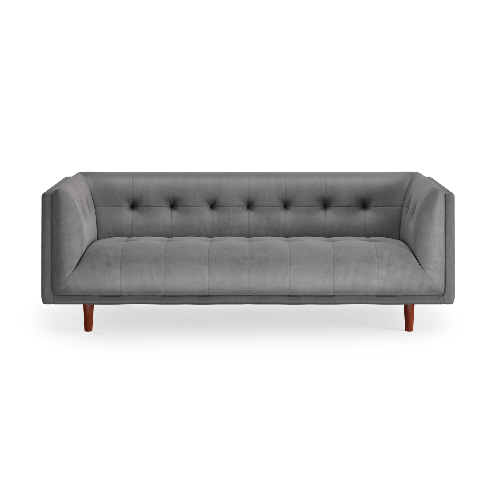George 82'' Upholstered Sofa, Platinum Gray Velvet