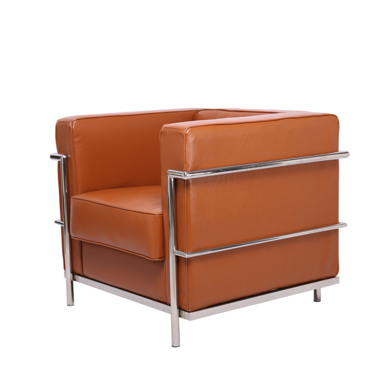 Fauteuil en cuir Pflugerville, Cuir véritable ambre