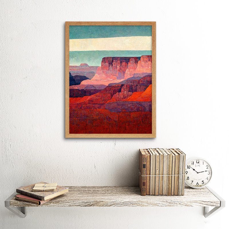 Modern Abstract Grand Canyon Style Arizona - Print, 43cm H x 33cm W, Light Brown Framed Paper