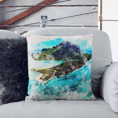 View of Mauritius Watercolour Scatter Cushion