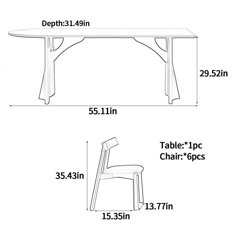 Table de salle à manger semi-circulaire, H 29,52 po x L 55,11 po x l 31,49 po