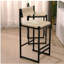 Tabouret de bar en corde de papier blanc crème tissé, 2, avec repose-pieds (blanc crème)