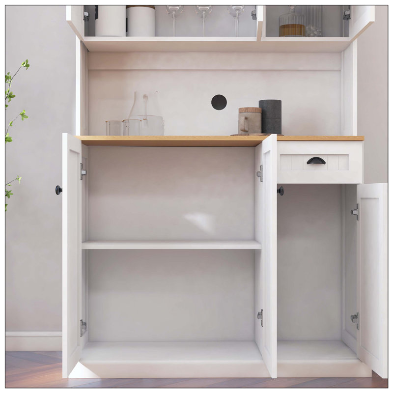 Armoire de rangement pour garde-manger avec comptoir de four à micro-ondes, armoire de rangement autoportante avec tablettes réglables, 6 portes et 1 tiroir