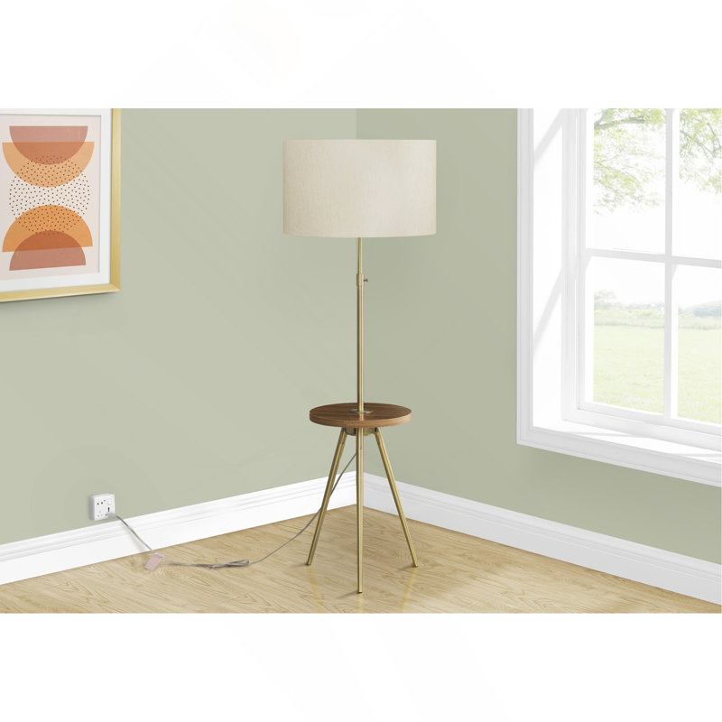 Lighting, Floor Lamp, 63"H, Gold Metal, Ivory / Cream Shade, Contemporary, Gold