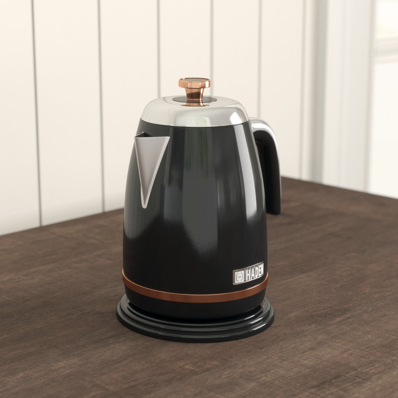 HADEN Salcombe 1.7L Stainless Steel Electric Tea Kettle, Black
