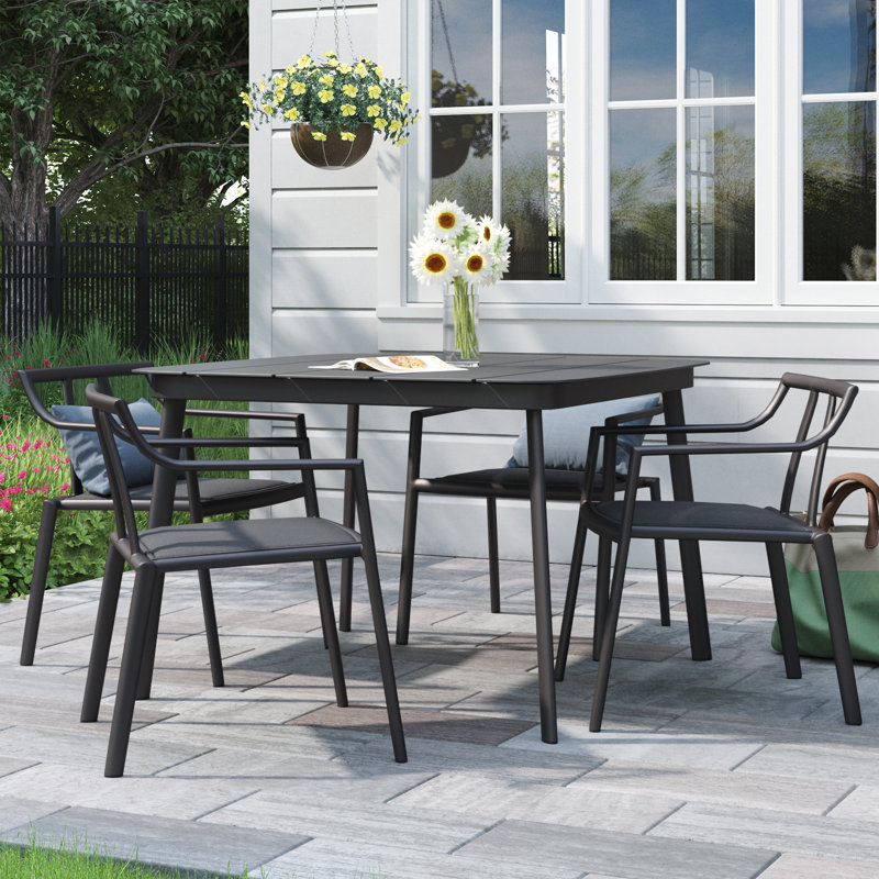 Ensemble de table de salle à manger et de fauteuils Markoe 5 pièces 45 po - Carbone - Siège Ninja