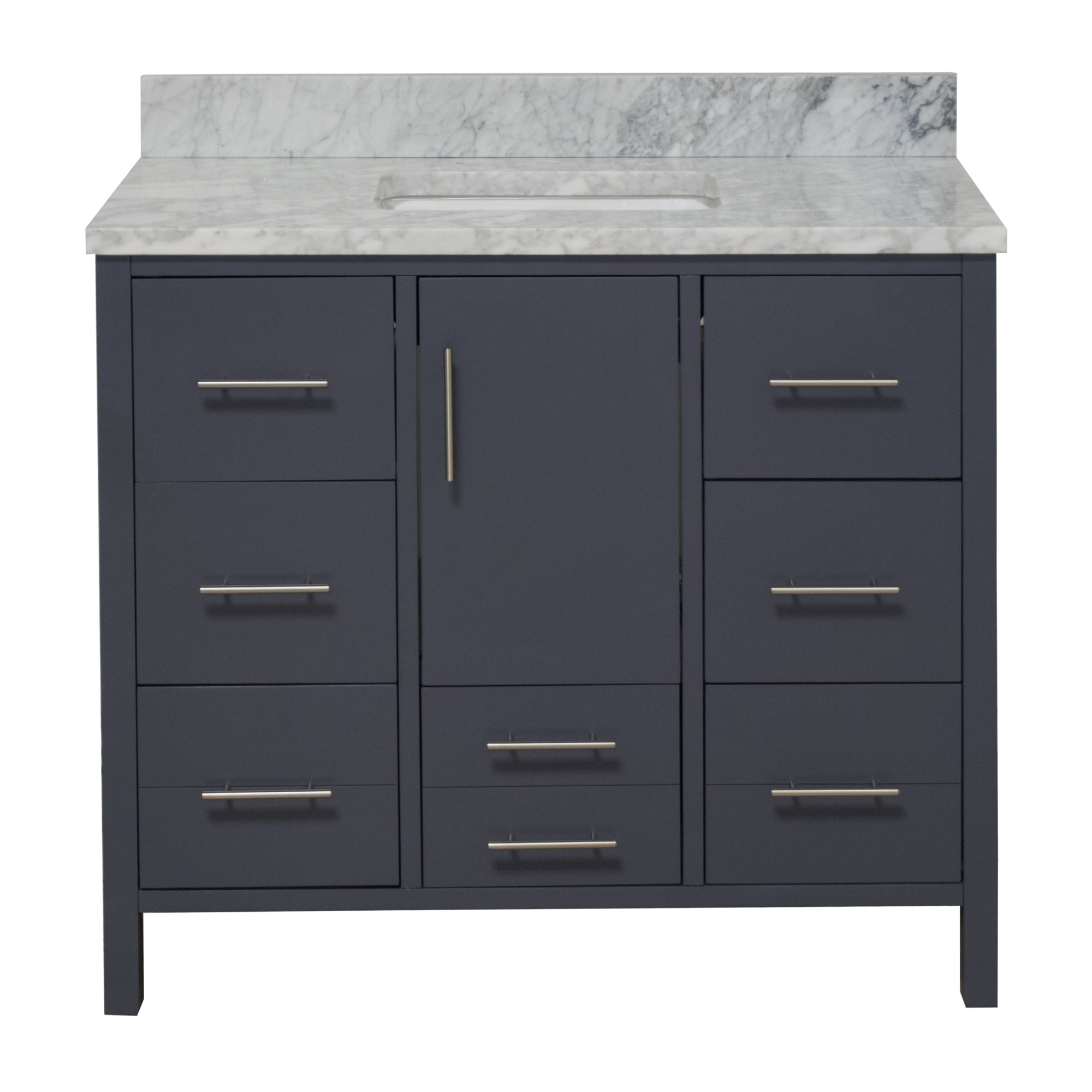 Kiara 42'' Single Bathroom Vanity, Charcoal Gray, Carrara Marble