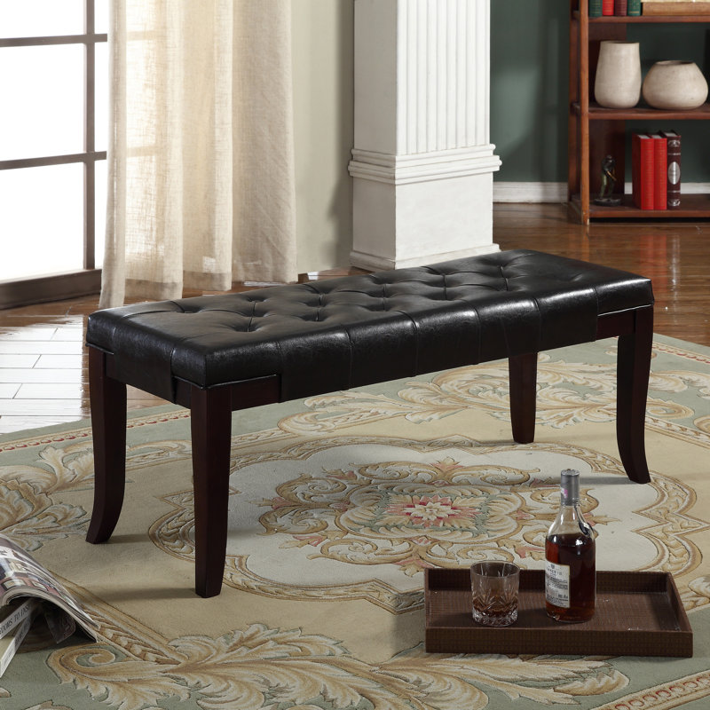 Banc capitonné pour le salon, Cuir noir