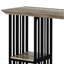 Table rectangulaire à hauteur de comptoir industrielle - 2 tablettes, chêne, travail noir sablé avec tablettes chêne et finition
