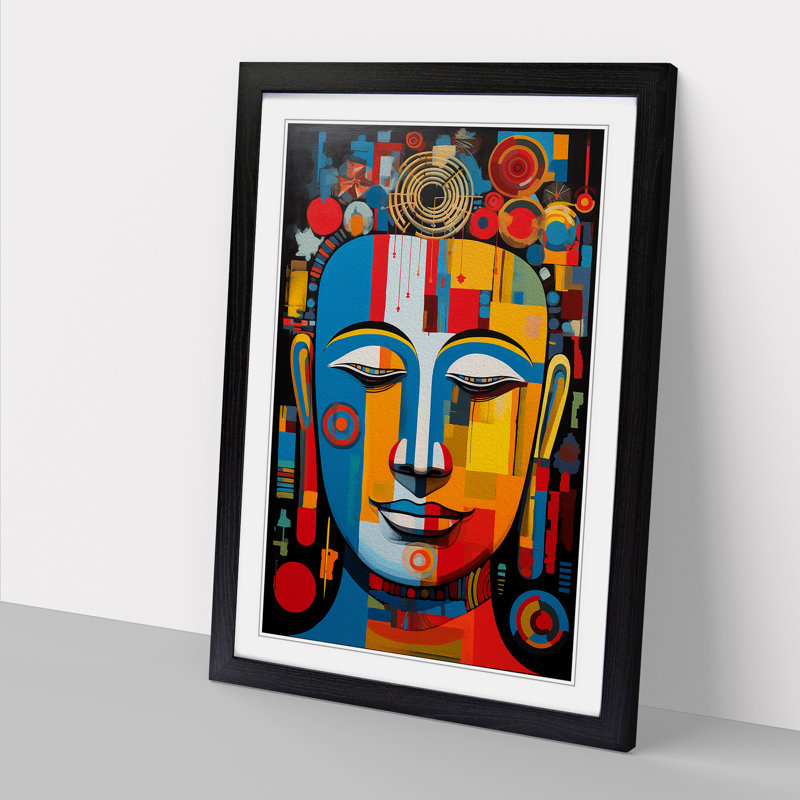 Buddha Constructivism No.2 - Framed Print, 34cm H x 25cm W x 2cm D, Black Framed