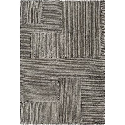 Peeta Hand-Tufted Black/Ivory Geometric Wool Rug