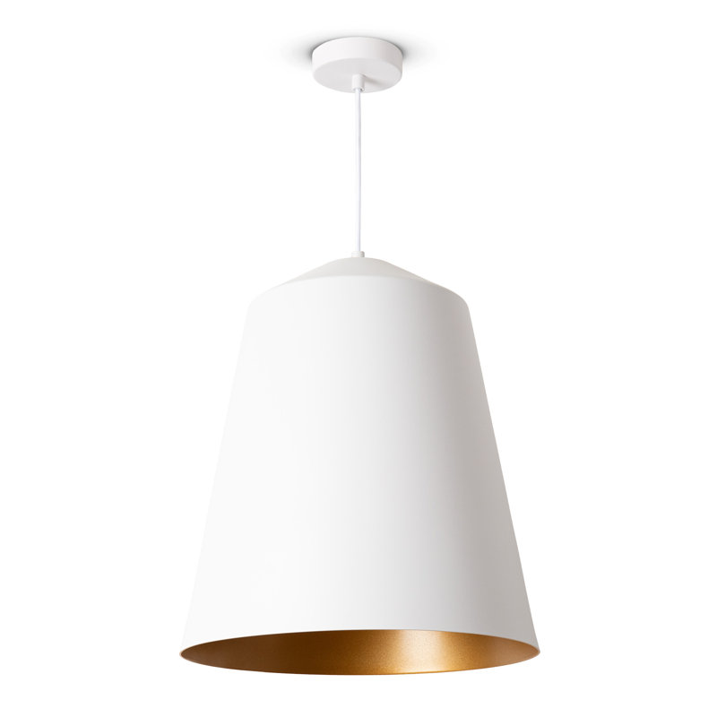 Cone pendant light 1-light Port, White/Gold, 193cm H x 36.5cm W x 36.5cm D