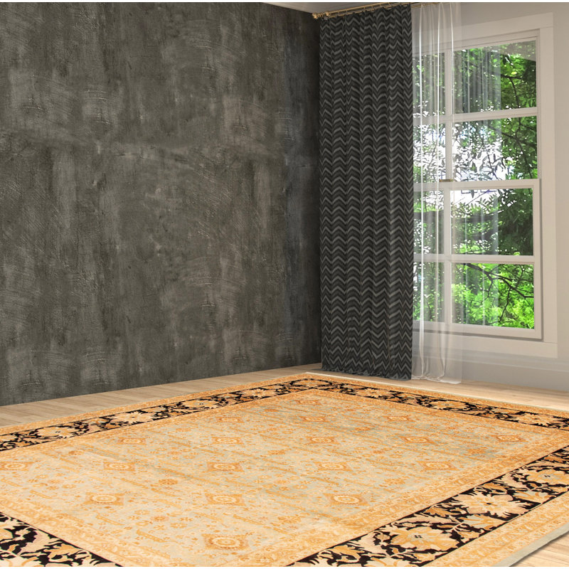 Tapis unique en laine noué à la main de style Ushak brun clair 10 pi 2 po x 13 pi 3 po New Age