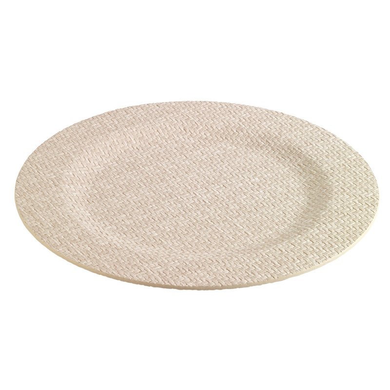Wicker Vinyl Chargers, Cream