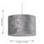 18cm H Velvet Drum Pendant Shade ( Uno ) in Grey