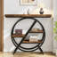 Console industrielle avec tablettes de rangement, table d'appoint à cadre géométrique en métal pour entrée, salon, couloir, finition brun rustique