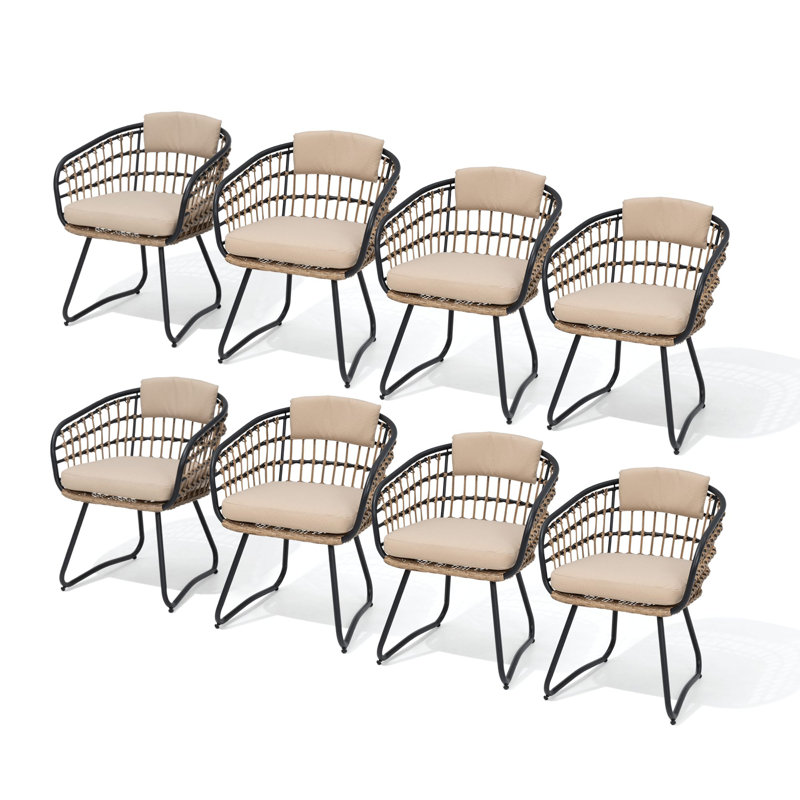 Chaise de salle à manger d'extérieur avec coussin amovible, Beige