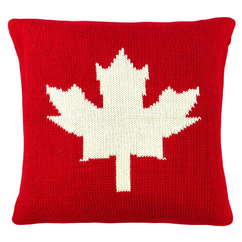 O Canada Throw Pillow, 18" x 18", Feathers, Off White/Red