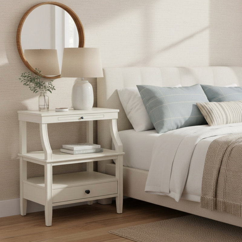 Newland Antique White Storage Nightstand, Antique White