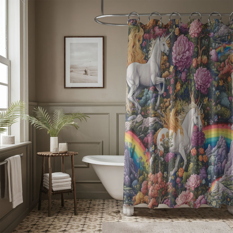 Rideau de douche standard 1 pièce Majestic Flora, H 74 po x l 71 po