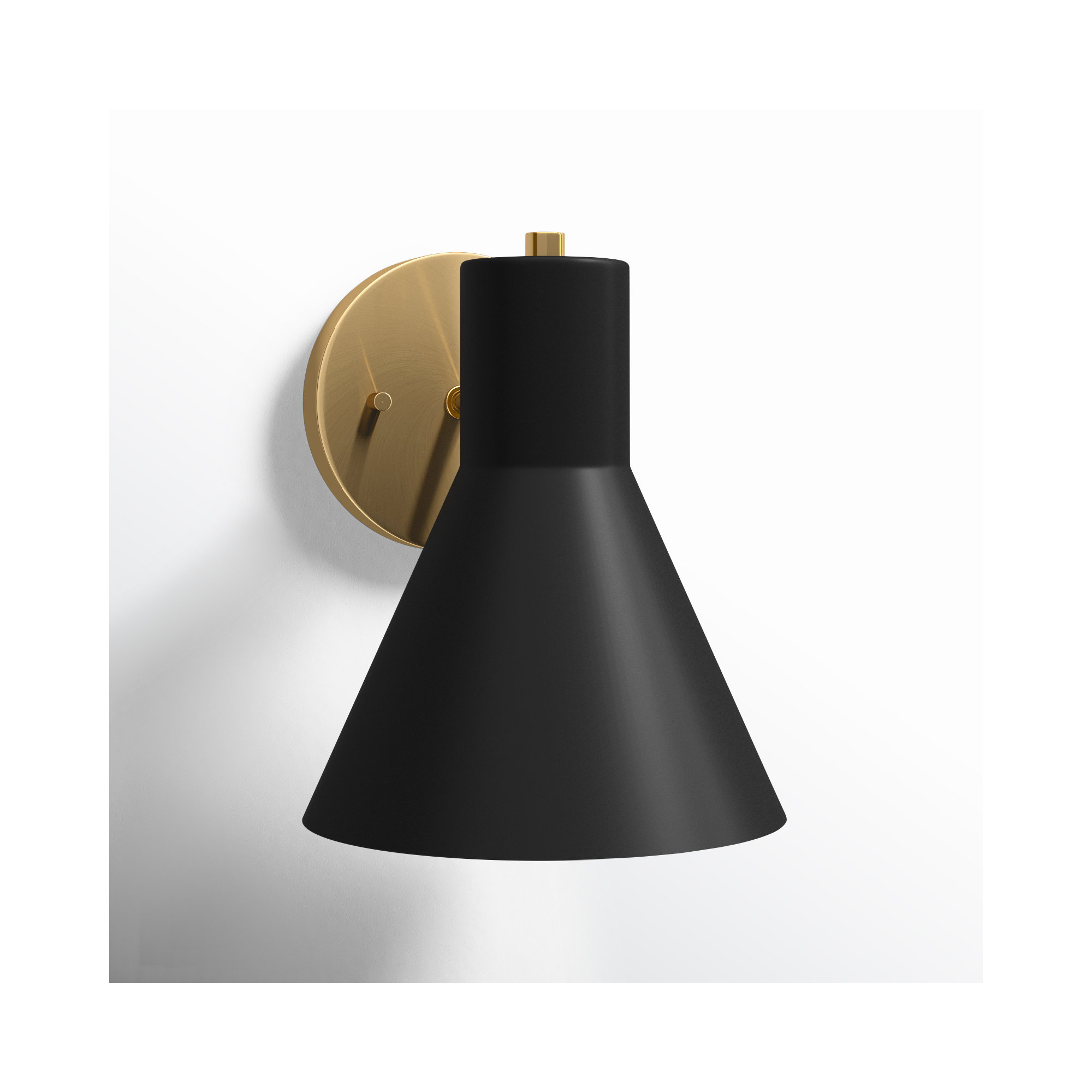 Byers 1 - Light Dimmable Armed Sconce, Satin Brass/Steel Black, No