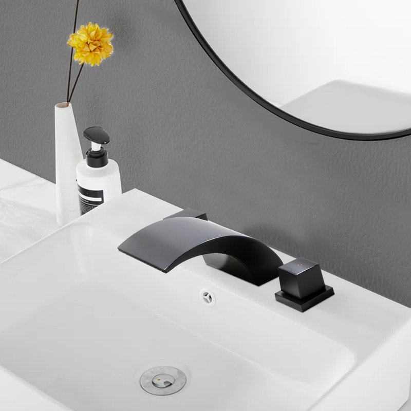 Robinet de salle de bain à large entraxe, Noir mat