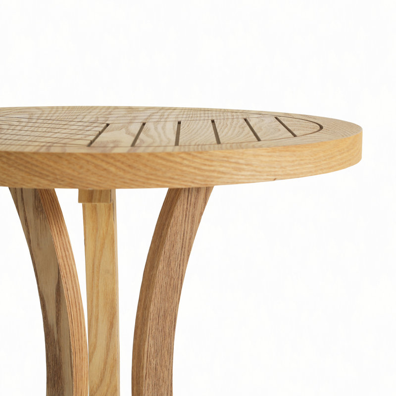 Table d'appoint ronde en bois au fini naturel - Table de bout courbée élégante pour le salon, la chambre à coucher ou le patio