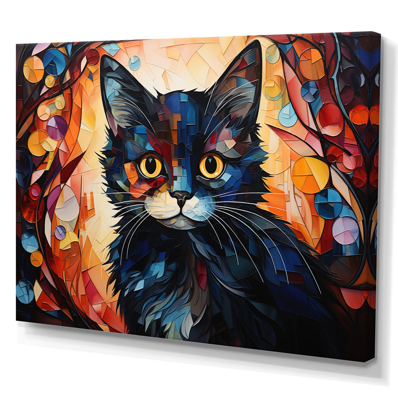 Abstrait Munchkin Marvel Cat Portrait I - décoration murale chat, H 24 po x l 32 po x P 1 po, Toile tendue