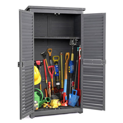 Remise pour outils de jardin en bois 63,2 po avec 2 portes verrouillables