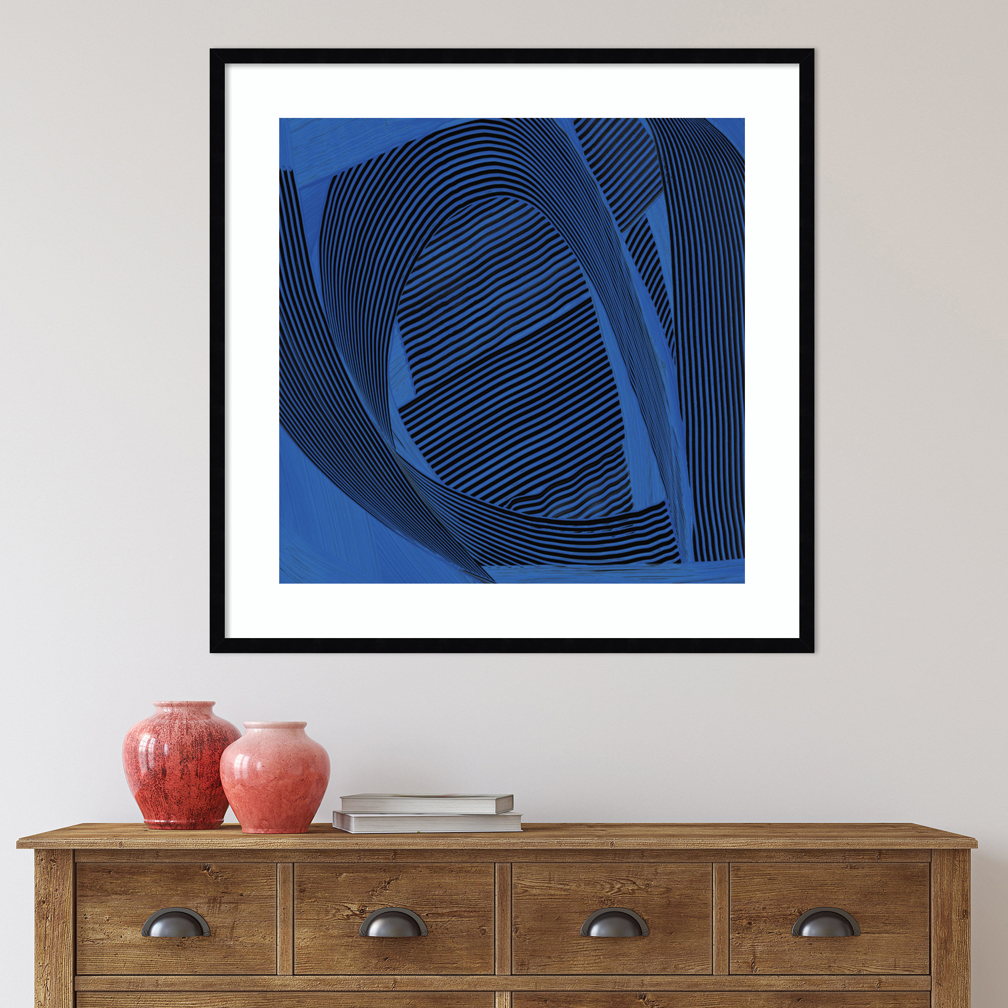Weaving I by Mike Schick, 33.12" H x 33.12" W x 0.88" D, Black Framed Paper
