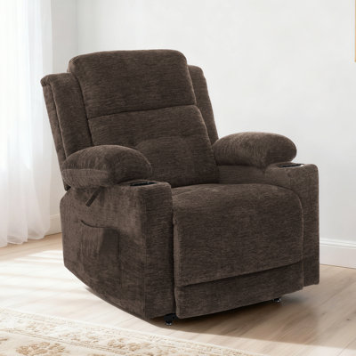35.8" W Chenille Heated Power Recliner