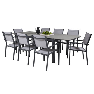 Faiyaz 8 - Person Patio Dining Set with Extendable Rectangular Table