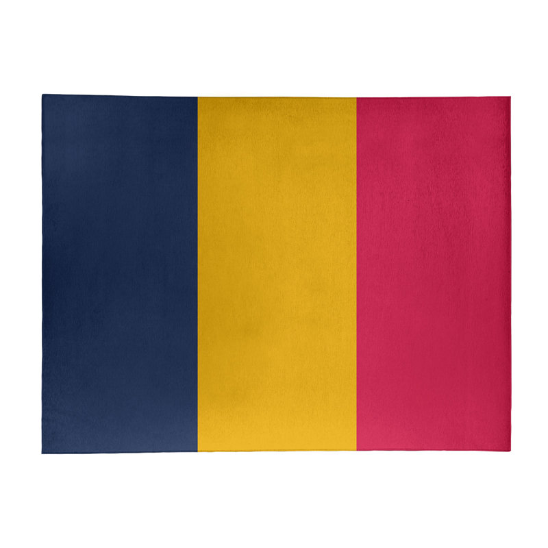 Tapis bleu marine/doré/rouge écarlate tissé à plat Atlanta, Rectangle 9 pi x 12 pi